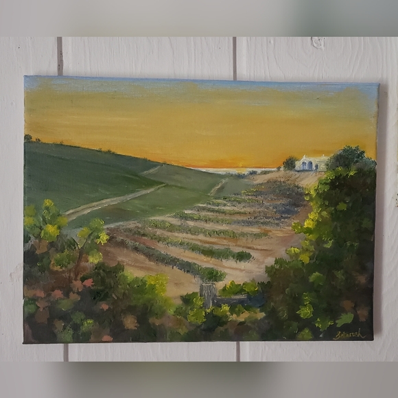 Greece grape farm 🍇landscape original oil painting by me - Picture 1 of 4